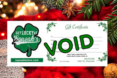 Squeak's Gift Certificate