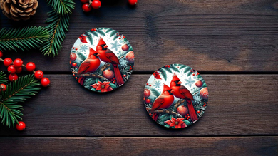 Double Cardinals Car Coasters