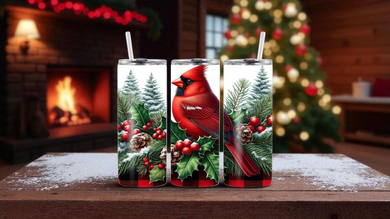 Cardinal on Holly Slim Tumbler